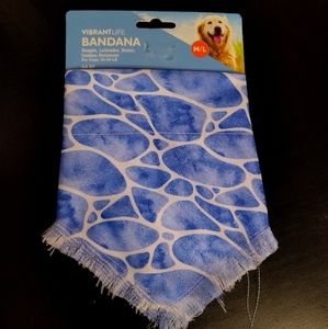Vibrant Life Water Print Blue and White Decorative Dog Bandana NWT